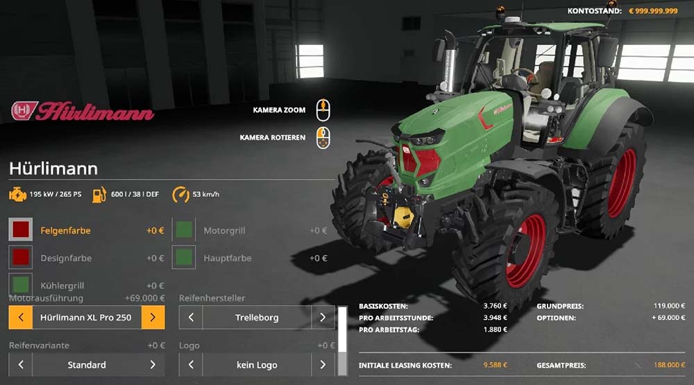 трактор Hurlimann Pro для Farming Simulator 2019