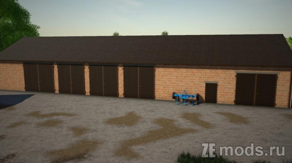 Большой гараж (Large Garage) 37X13 (1.0) для Farming Simulator 19