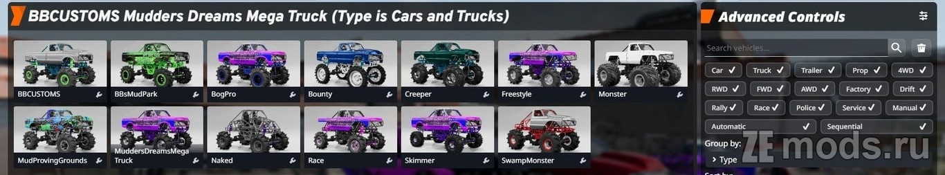 Мод Monster Truck Pack (1.0) для BeamNG.drive (0.37.x)